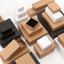 牛皮纸盒礼物盒小号正方形便宜天地盖盒纸盒长方形黑色盒子