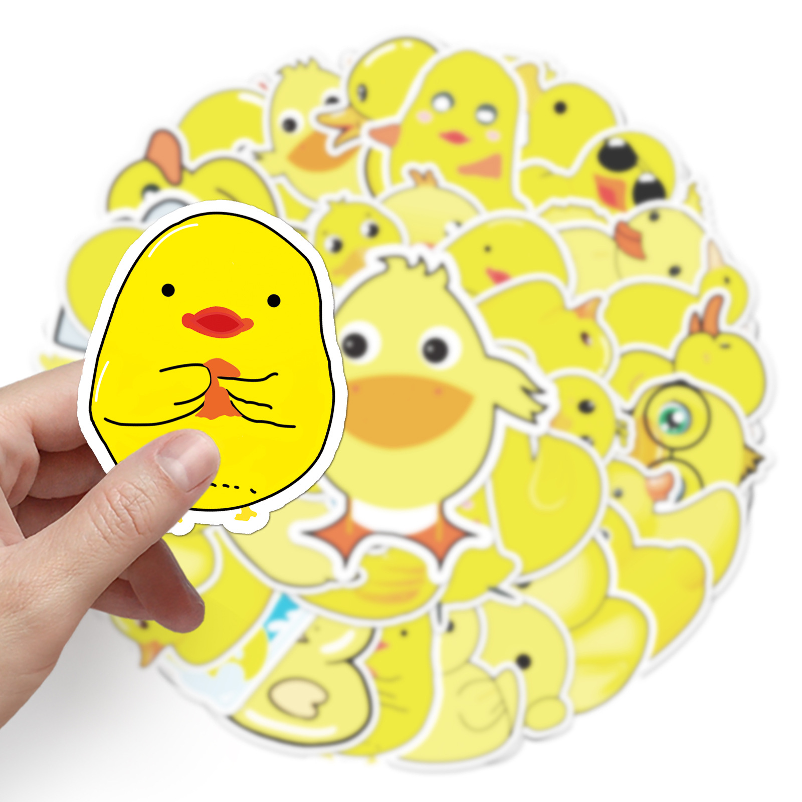 50张卡通小黄鸭涂鸦贴纸 滑板行李箱防水汽车不干胶装饰防水贴纸