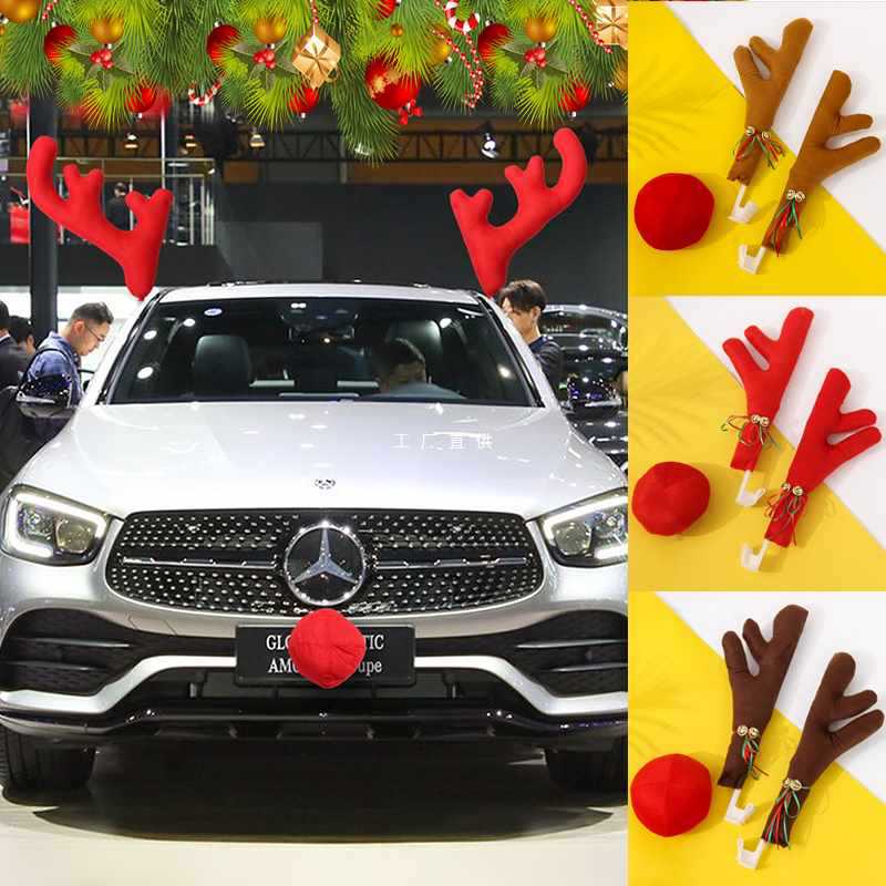 汽车车顶装饰圣诞鹿角创意个性车饰摆件挂件圣诞布置汽车展活动