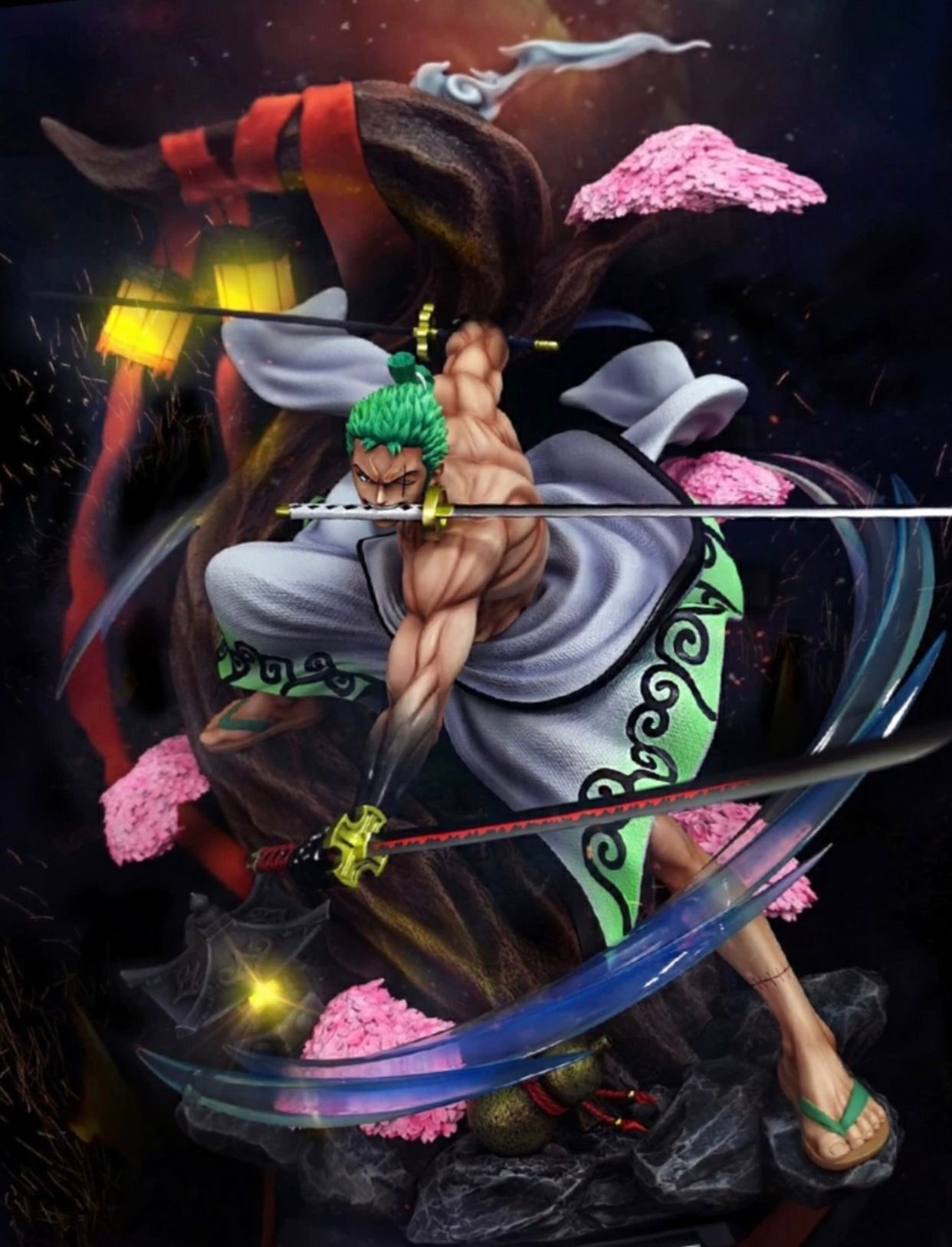 海贼王和之国和服手办gk狂虎索隆可发光手办雕像盒装摆件