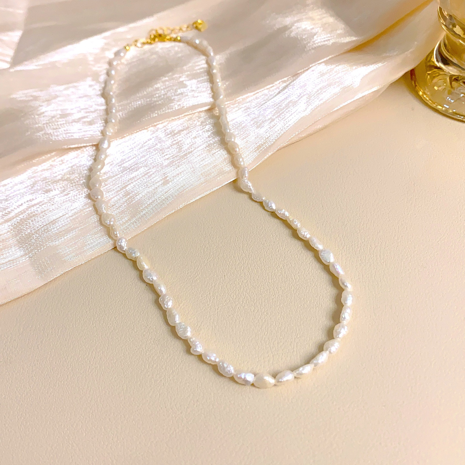 4mm无核天然淡水巴洛克异形keshi珍珠项链女轻奢小众高级设计感