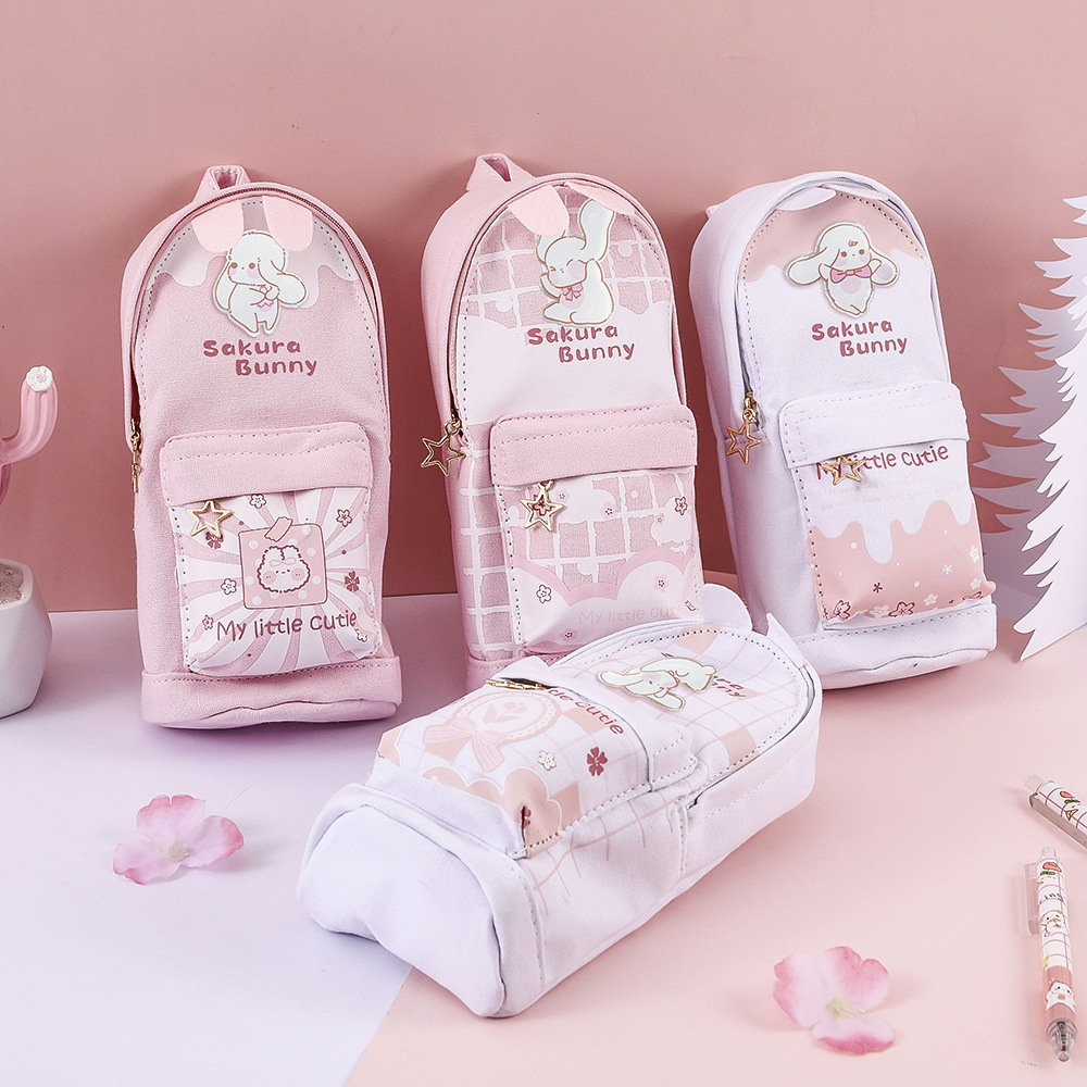 摩克可爱书包笔袋创意学生文具收纳铅笔盒少女心笔袋ins高颜值