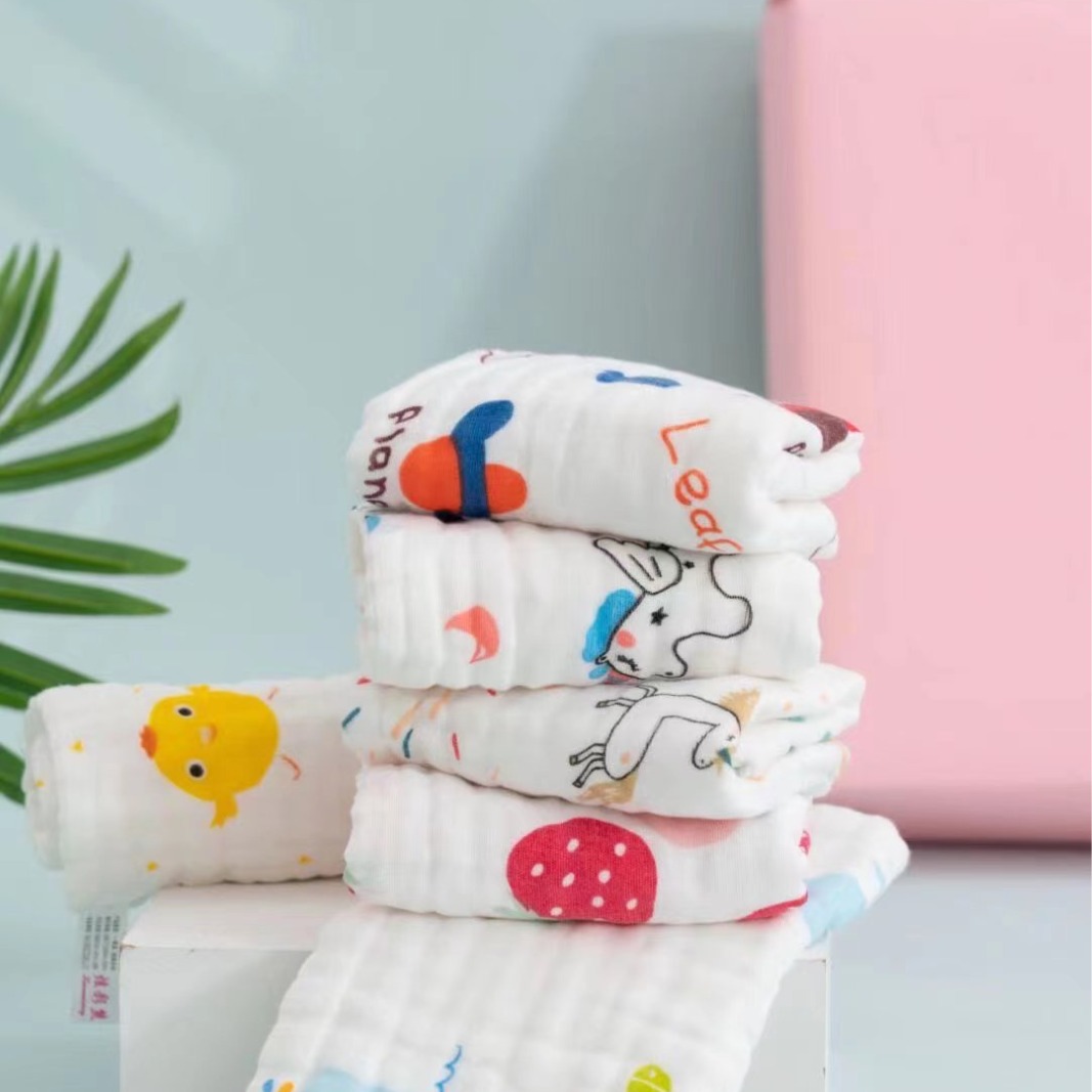 six-layer gauze square towel high density children‘s small square towel cotton saliva towel kindergarten handkerchief newborn face towel wholesale