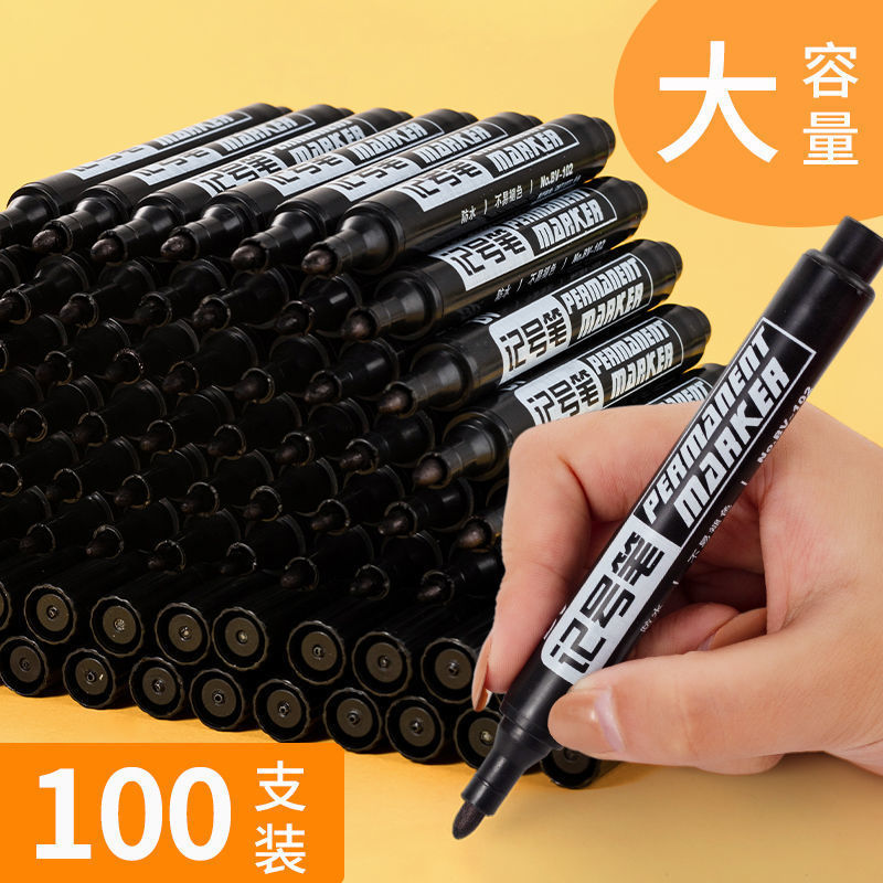 Wholesale 100 Pcs Marking Pen Oily Indelible Black Marker Waterproof Marker Pen for Logistics and Express Delivery
