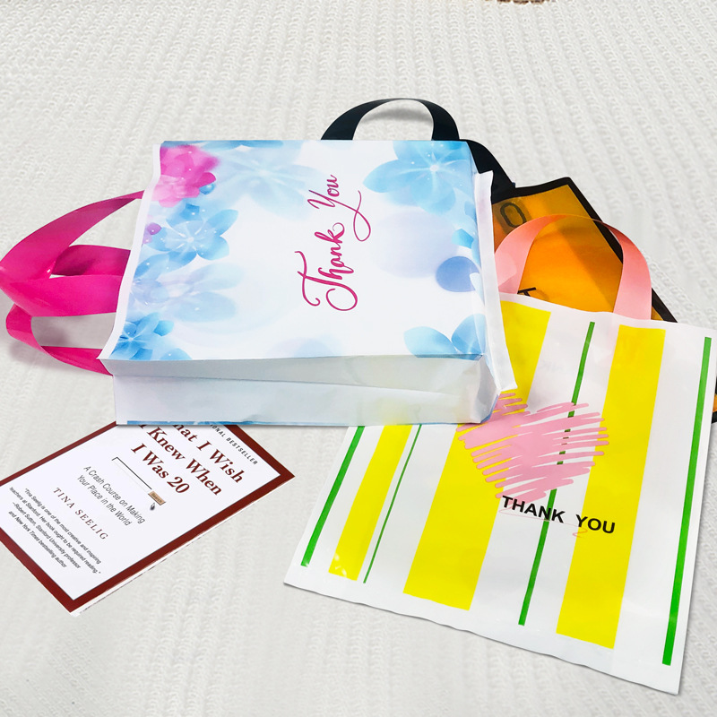New Folding Handbag Clothing Store Plastic Bag Printed Logo Clothing Store Bag Gift Bag Shopping Bag