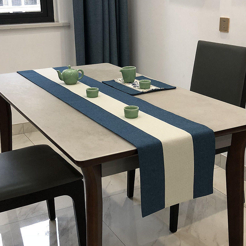 桌旗新中式简约棉麻加厚禅意茶席长条现代茶艺桌布茶几电视柜布艺