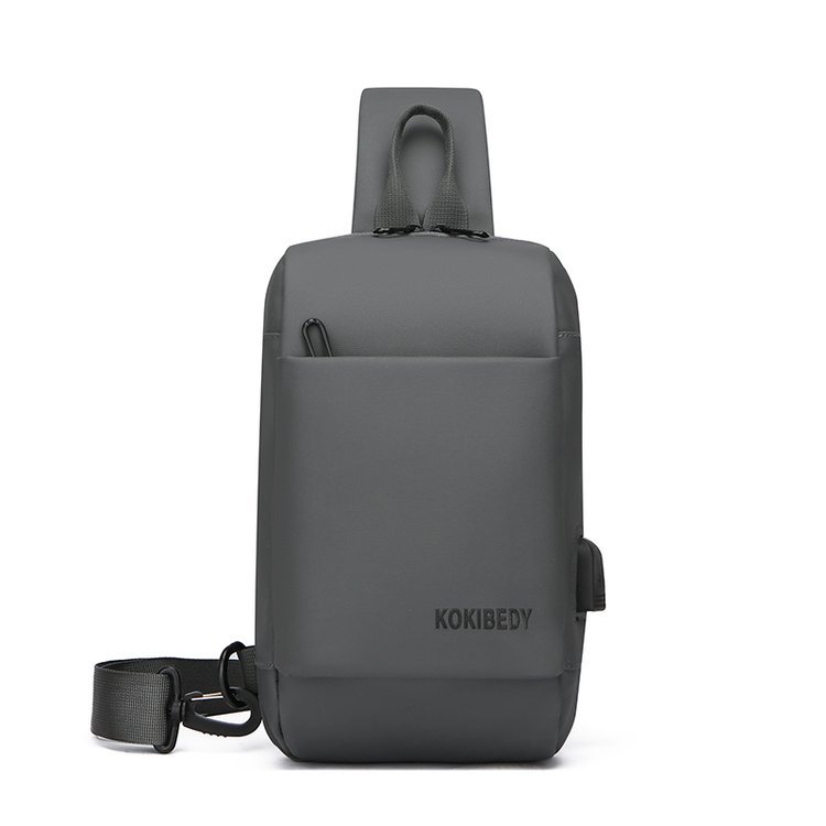 New Men's Chest Bag Waterproof Derm Large Size Simple All-Match Travel Student Wear-Resistant USB Crossbody Shoulder Bag