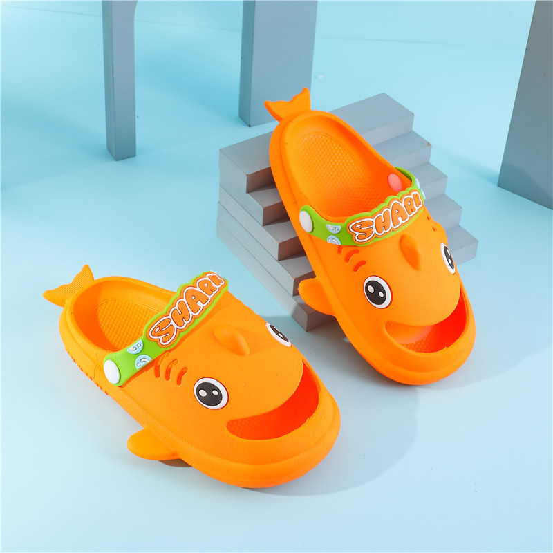 Shark Slippers Children's Indoor Non-Slip Silent Boys and Girls Summer Baby Home Bathroom Cute Head Cover Sandals