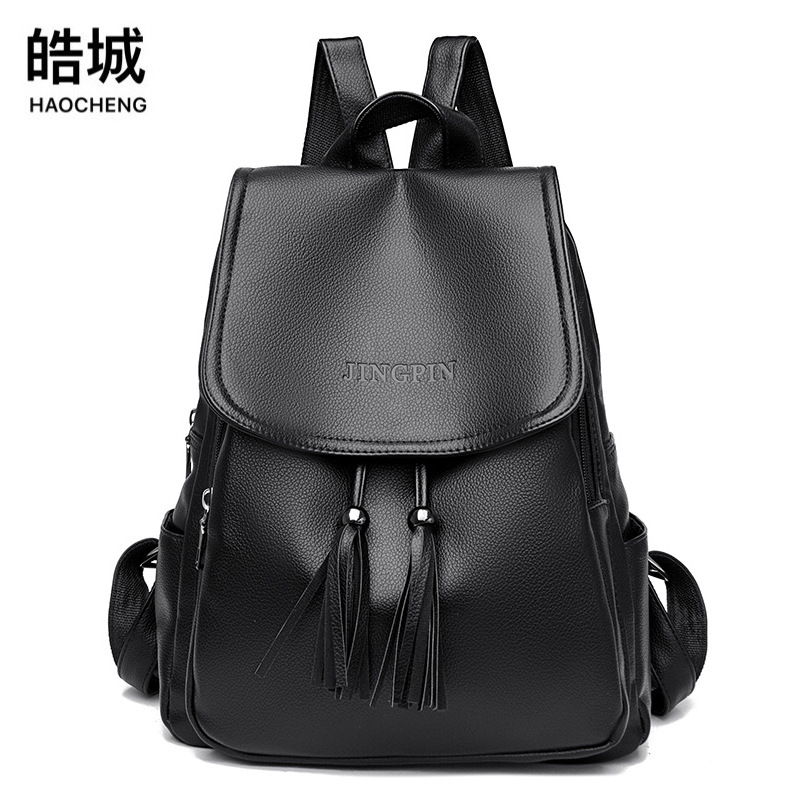 2022新款休闲女式pu双肩包 时尚百搭大容量都市通勤背包书包批发