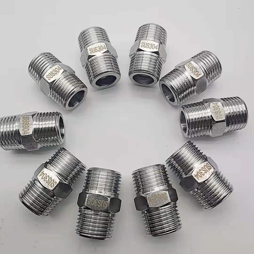 304不锈钢对丝4分高压六角npt双外丝短接变径直通水管对接接头