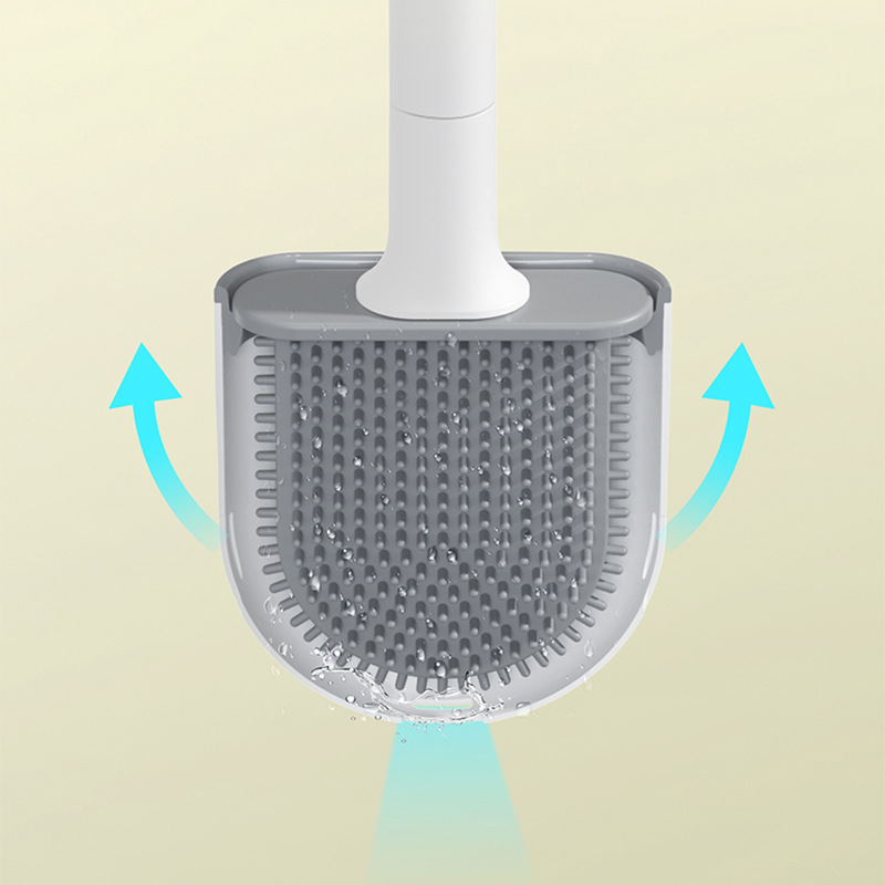 Cross-Border Hot Selling Soft Rubber Toilet Brush Gap Cleaning Brush without Dead End Detachable Handle Space-Saving Wall-Mounted Brush