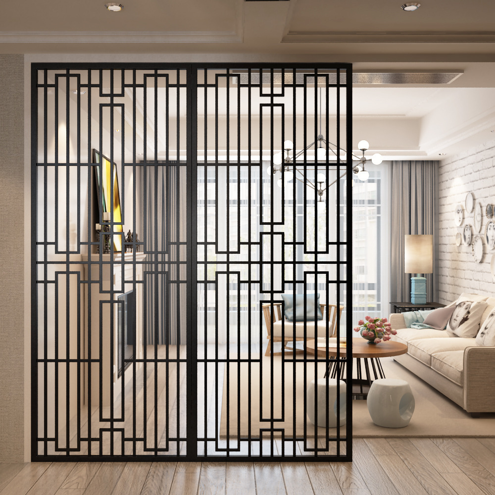 北欧铁艺隔断屏风家用落地式玄关装饰屏风现代简约镂空屏风可定制