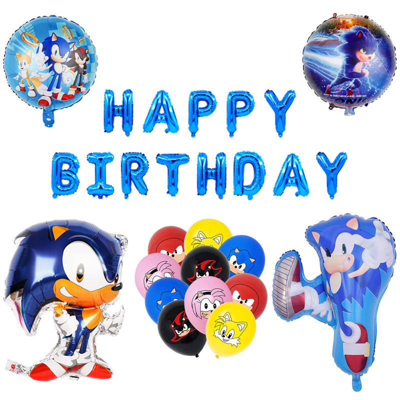 Amazon New Sonic Hedgehog Shape Sonic the Hedgehog Sonic Birthday Party Suit Aluminum Balloon