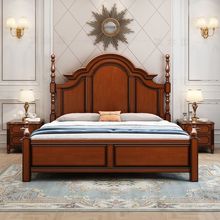 美式全实木床1.8米双人床主卧婚床欧式1.5米高箱储物床家用卧室