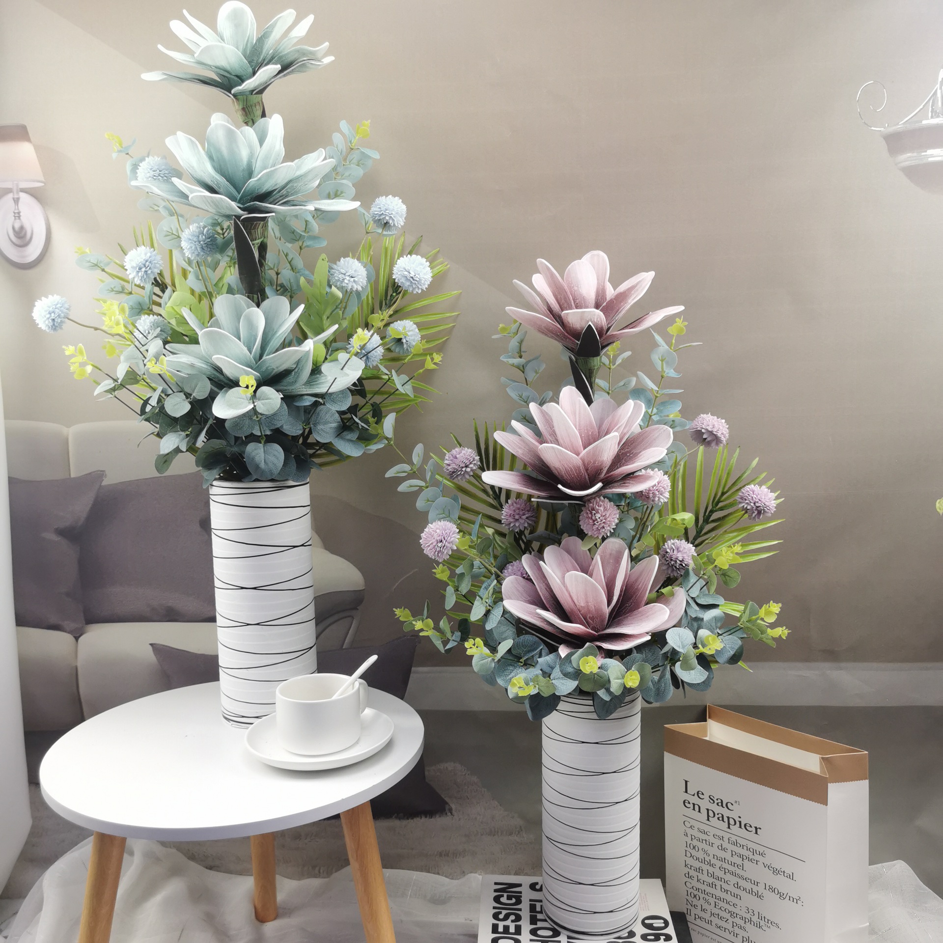 玉兰花手感泡沫玉兰家居装饰仿真花艺术插花客厅摆放仿真泡沫玉兰