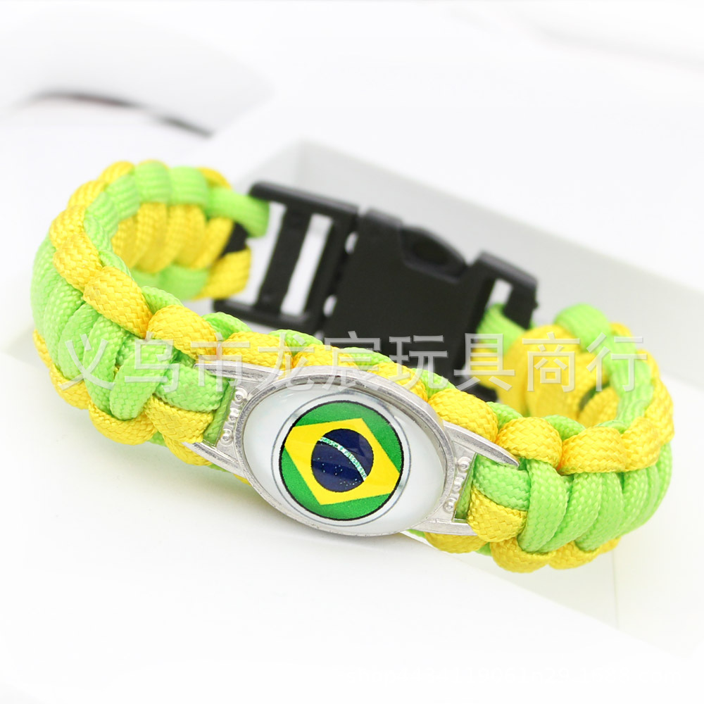 World Flag Fans Bracelet Mexico Panama Flag Parachute Cord Woven Bracelet Can Be Added