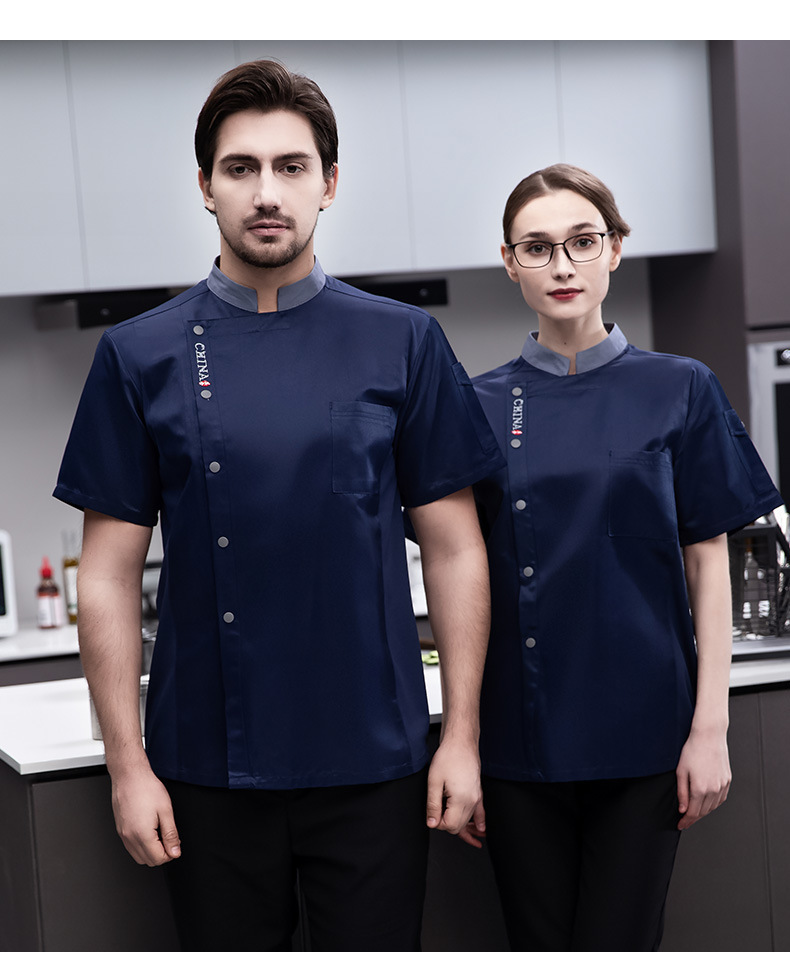 夏季厨师服酒店厨房饭店食堂餐饮后厨厨师工作服短袖薄款白色