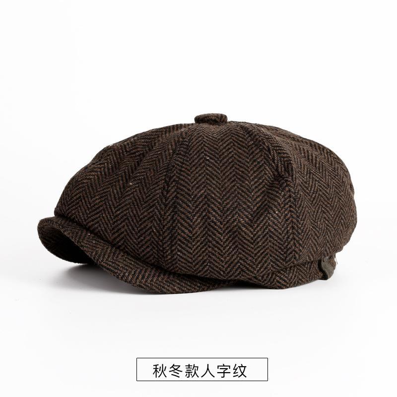 Hat Men's Beret Autumn and Winter New Cross-Border Octagonal Cap Woolen European and American Peaked Cap Painter Cap Advance Hats