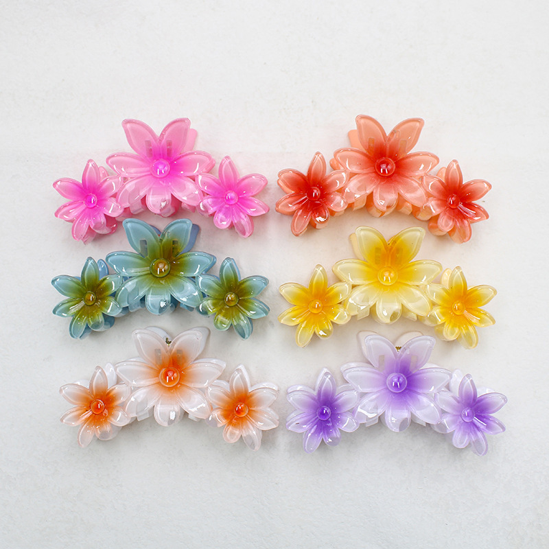 New Plumeria Rubra Grip Five Faces Elegant One-Piece Flower Barrettes Girls Fashion Bauhinia Back Head Hair Accessories