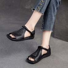 复古软皮设计感凉鞋女2025年夏季轻便平底包根露趾防滑罗马凉鞋子