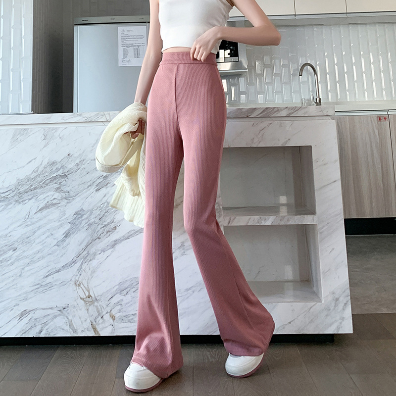 Draped Flared Pants 2023 Women's Pants Spring and Summer New Slimming Ice Silk High Waist Versatile Stretch Casual Trousers