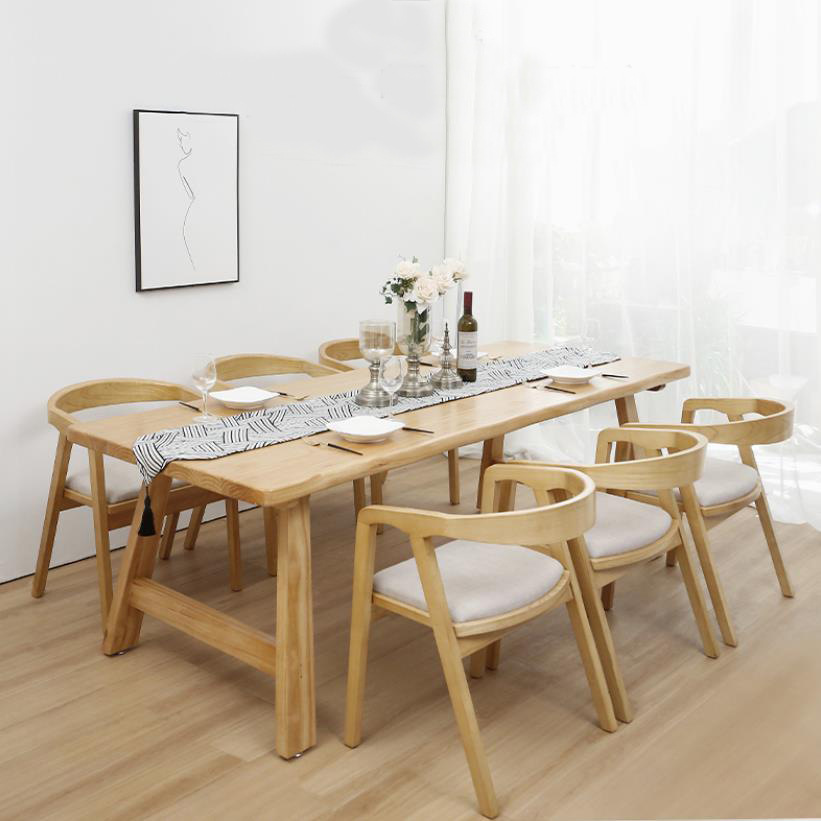 北欧实木餐桌 民宿长方形多人吃饭桌子餐厅简约原木餐桌椅组合
