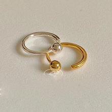 925纯银银珠戒指简约开口实心小球食指开口指环叠戴混搭首饰5965