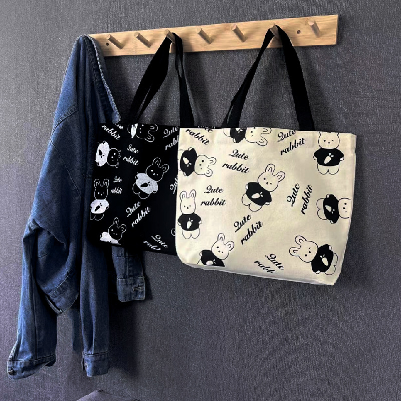 Canvas Bag Female Student Class Tote Bag Large Capacity Ins Korean Style Niche Japanese Style Summer Portable Cloth Bag