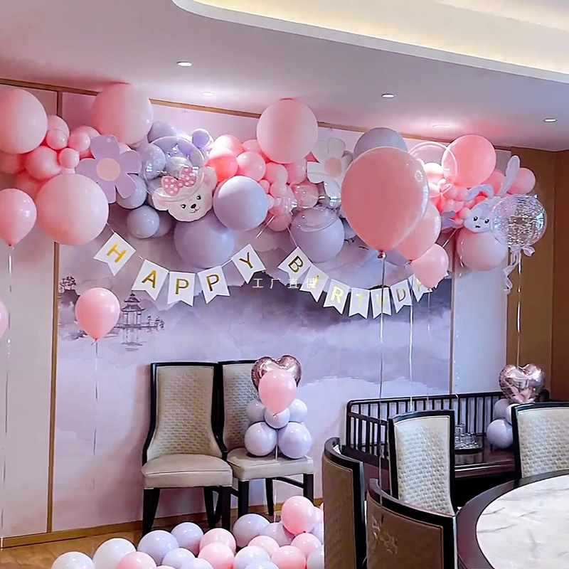 酒店包间气球装饰定 制小预算儿童生日派对寿宴场景布置飘空气球