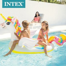 正品INTEX57561充气浮排独角兽坐骑儿童水上充气玩具动物浮排网红