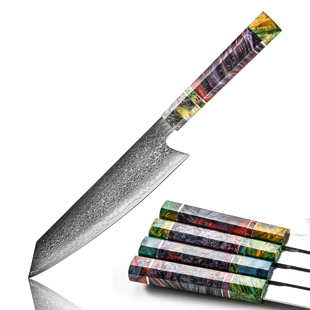 跨境8寸固化木柄稳定木大马士革厨师刀菜刀女性菜刀切肉切