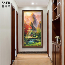走廊手绘油画美式大芬村山水画过客厅入户玄关装饰画挂画新中式道