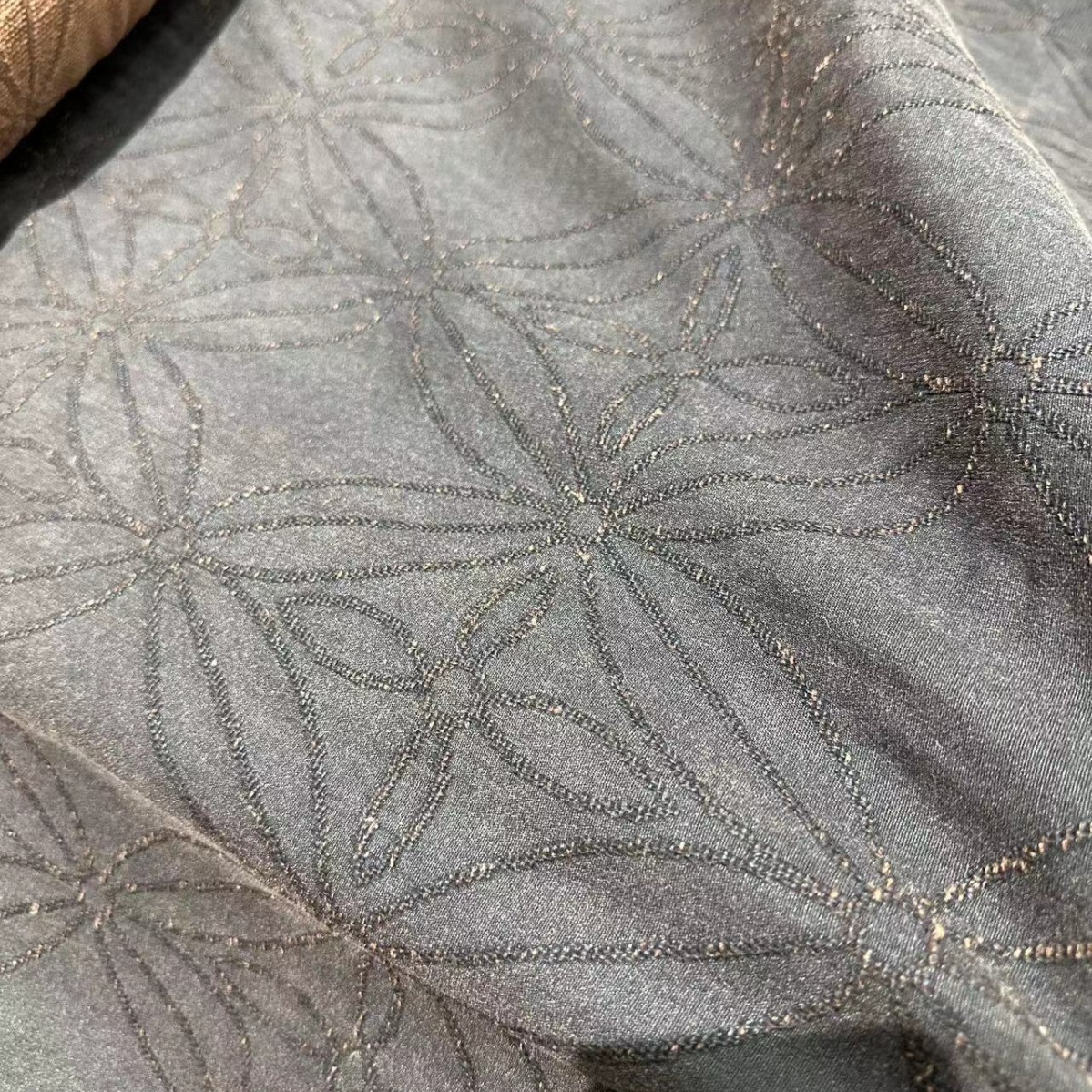 宝相花香云纱复古风柞蚕丝老料80姆米重磅桑蚕丝面料服装丝绸布料