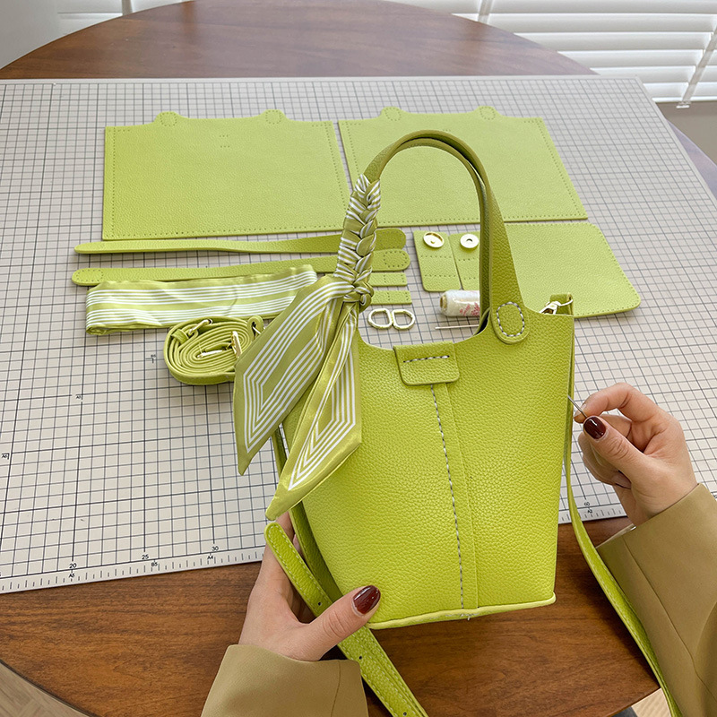 Bucket Western Style Silk Scarf Handbag 2022 New Trendy Shoulder Crossbody Fashion DIY Handmade Semi-Finished Material Bag