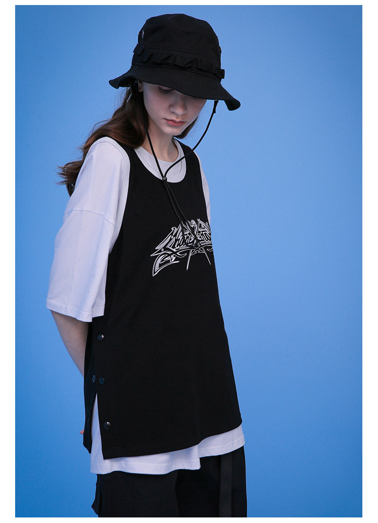 bf风宽松工字无袖运动背心女外穿嘻哈学生篮球球衣夏季薄款