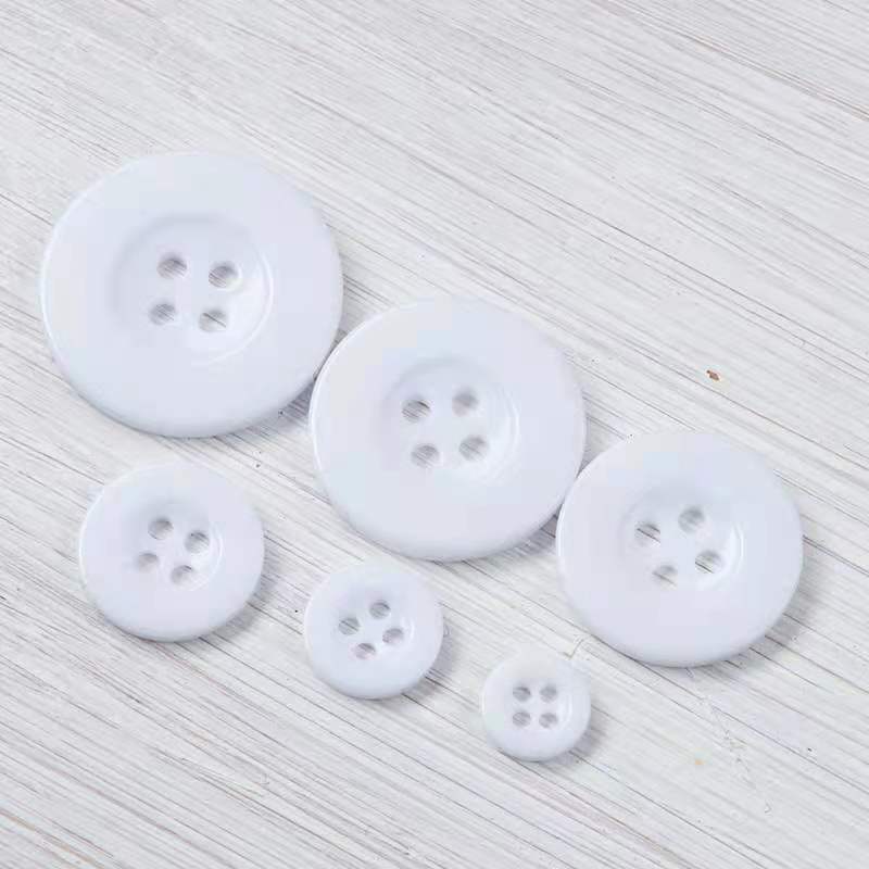 Spot Resin Wide-Brimmed Button Windbreaker round Button White Black Four-Eye Resin Button Factory Wholesale