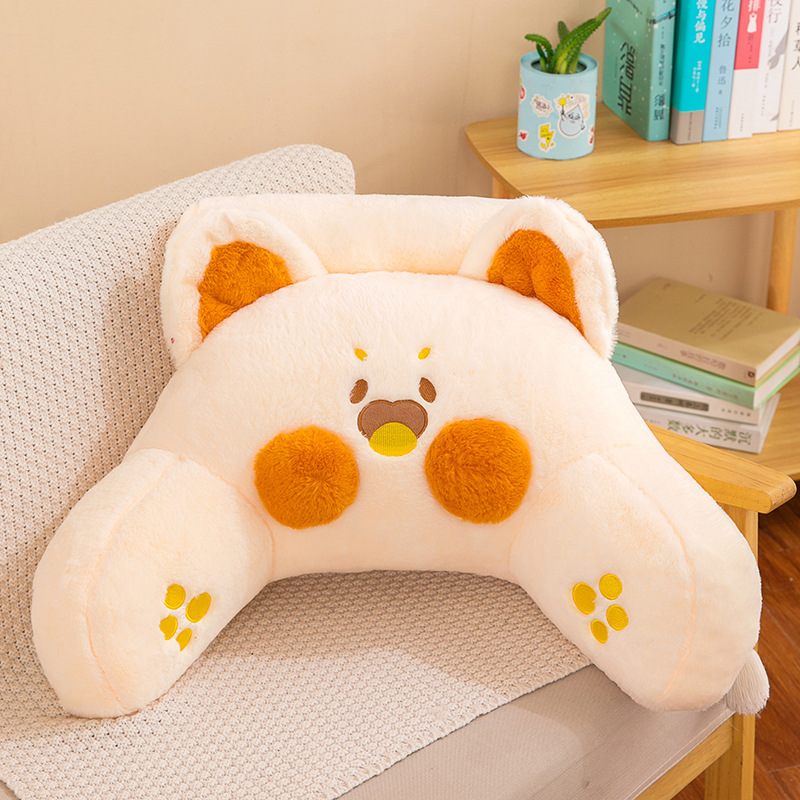 High-Profile Figure Office Cushion Cartoon Lumber Pad Dormitory Soft Bag Bed Backrest Waist Support Pillow Strawberry Bear