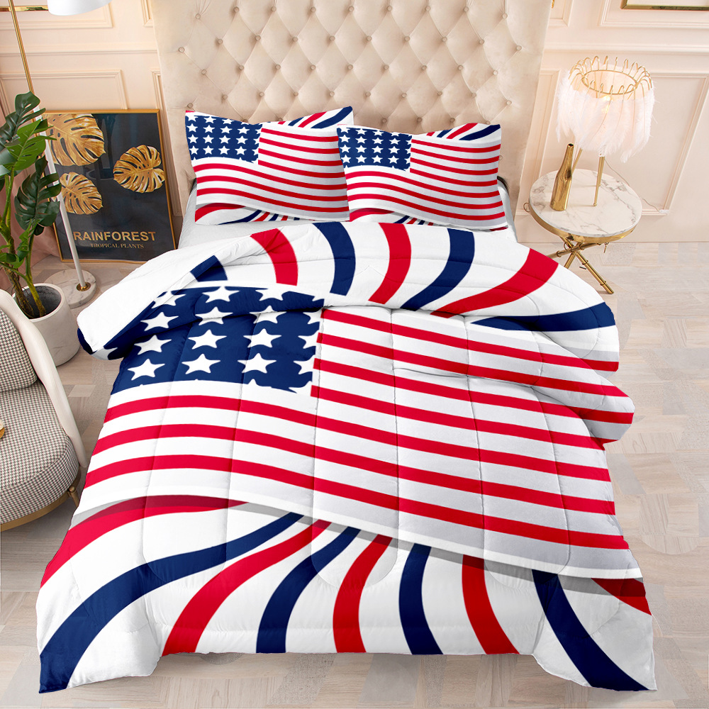 3d数码印花加厚羽丝棉空调被外贸国旗绗缝被子跨境亚马逊ebay