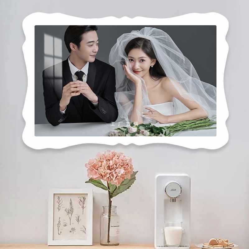 批发曲边摆台照片洗照片做成水晶婚纱照放大挂墙相片打印加相册框