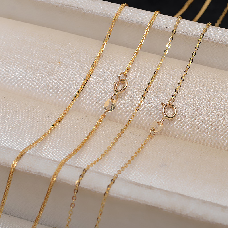 g18k黄金au750常规项链粗款o字链肖邦链闪o链素链女4215