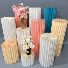 婚庆道具折叠圆柱甜品台摆件纸质罗马柱折柱路引商场橱窗派对布置