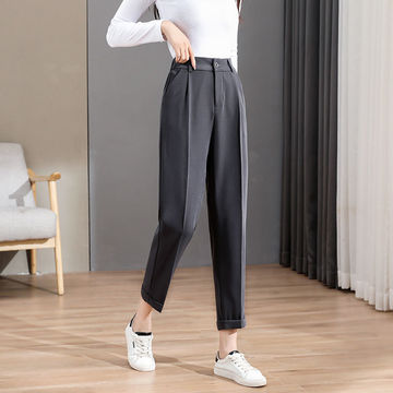 春秋季西装工作裤女裤子直筒宽松显瘦黑色烟管裤休闲上班正装西裤