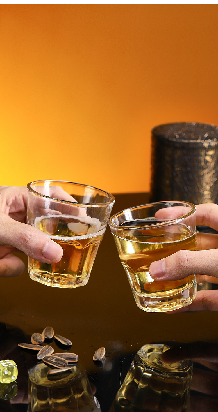 酒杯加厚钢化玻璃杯夜店ktv小啤酒杯 八角杯水杯子茶杯洋酒杯耐摔