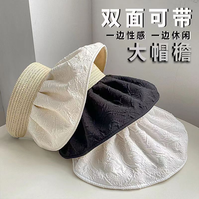 Sun Hat Female Summer Outing Sun Shade Sun Protection Hat Big Brim UV Protection All-Match Shell-like Bonnet Hepburn Style Topless Hat