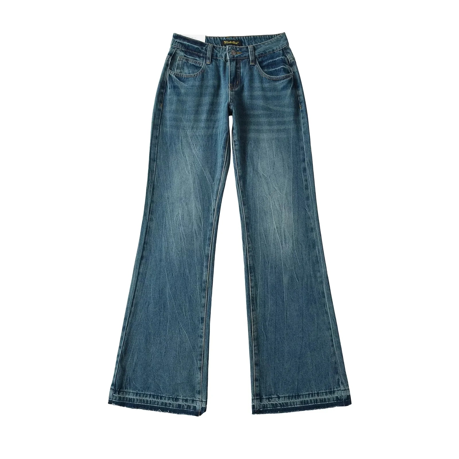 法式低腰微喇牛仔裤女显瘦显高小个子弹力修身喇叭裤复古高级感