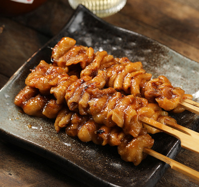 日式挂汁炭烤鸡皮串175g/5串 户外烧烤熟制半成品食材