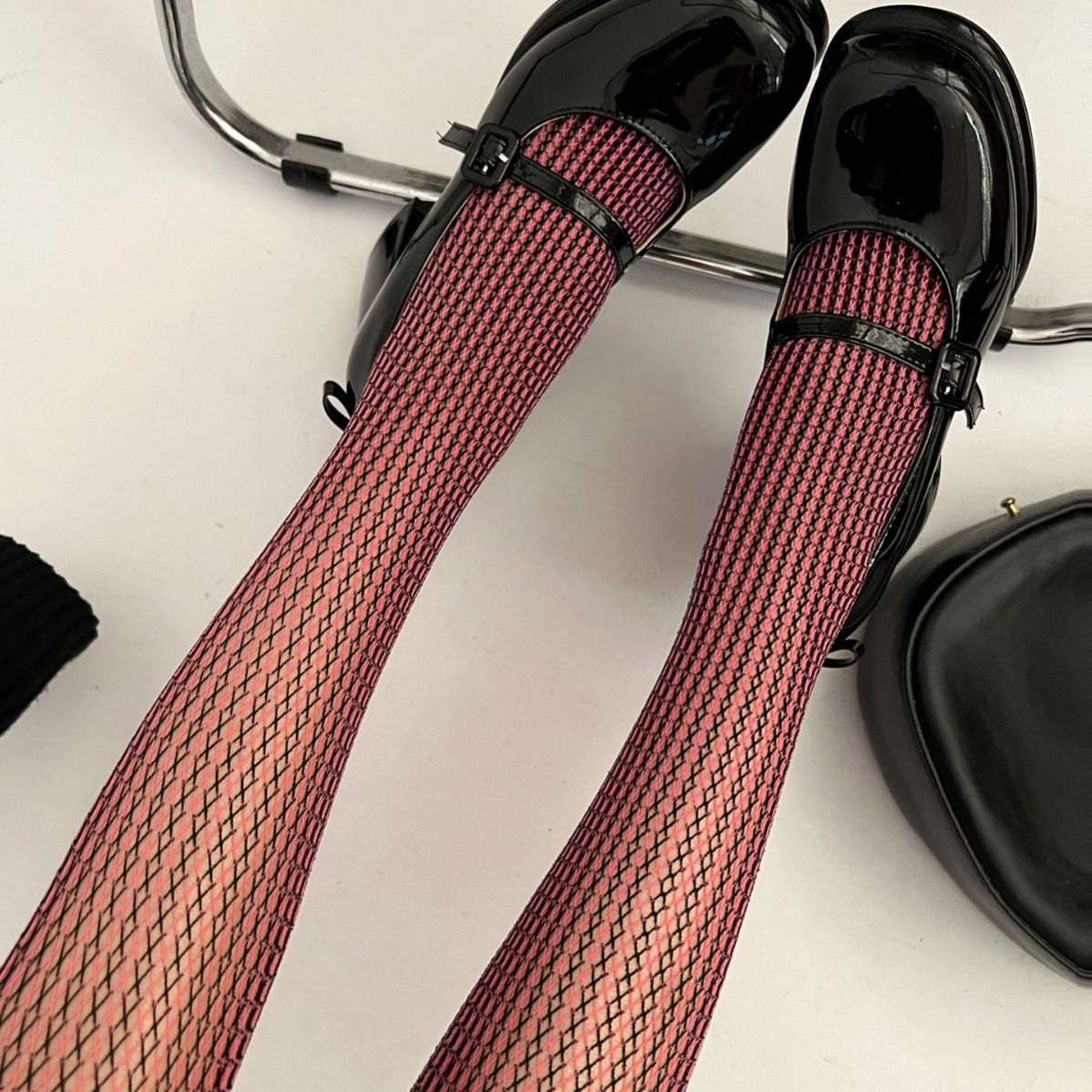 春夏新品ab色竖纹交叉显瘦防勾丝渔网袜彩色双色个性打底连裤袜女