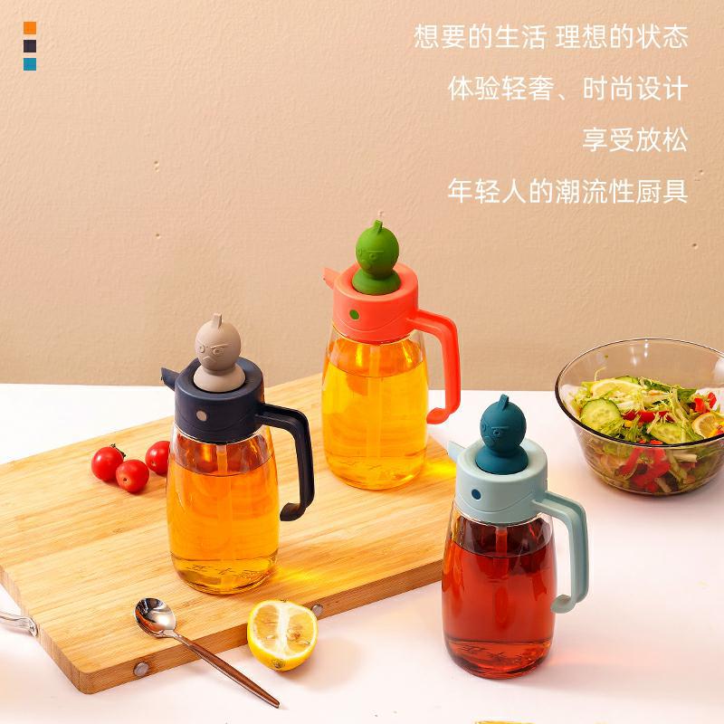 Quantitative Oiler Silicone Brush Oil Bottle Baking at Home Barbecue Oil Pouring/With Oil Brush Integrated Glass Oil Control Tank