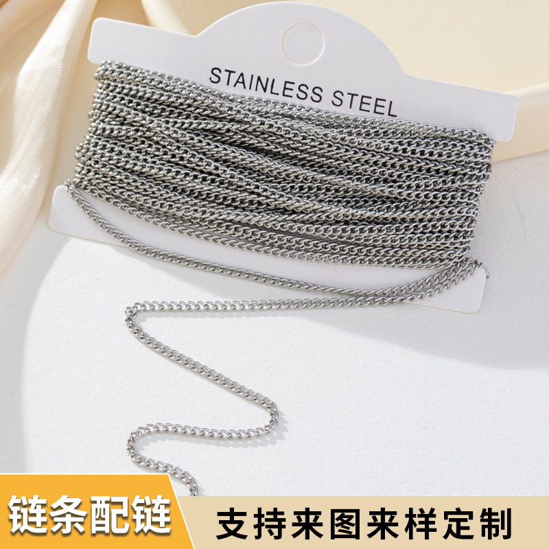 Factory Supply 160S Stainless Steel Chain Bracelet Necklace DIY Handmade Semi-Finished Chain Ornament Necklace Wholesale