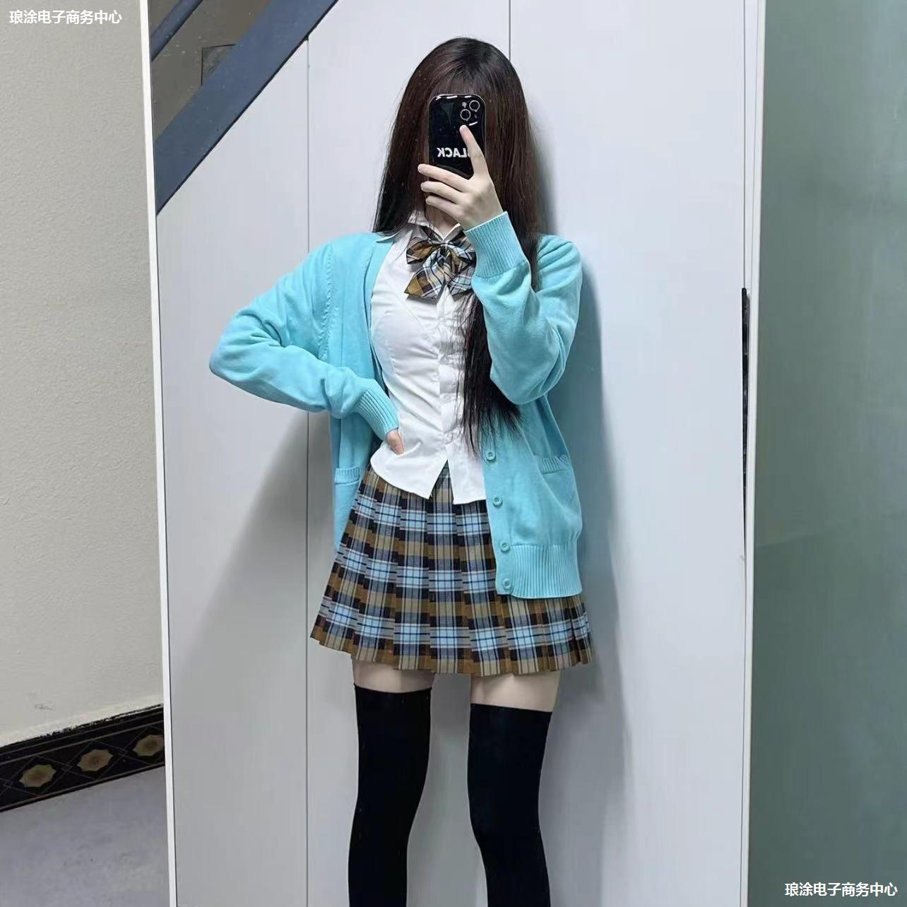 秋季新款jk制服狗短格裙高腰半身裙女百褶裙裙搭配辣妹收腰套装女
